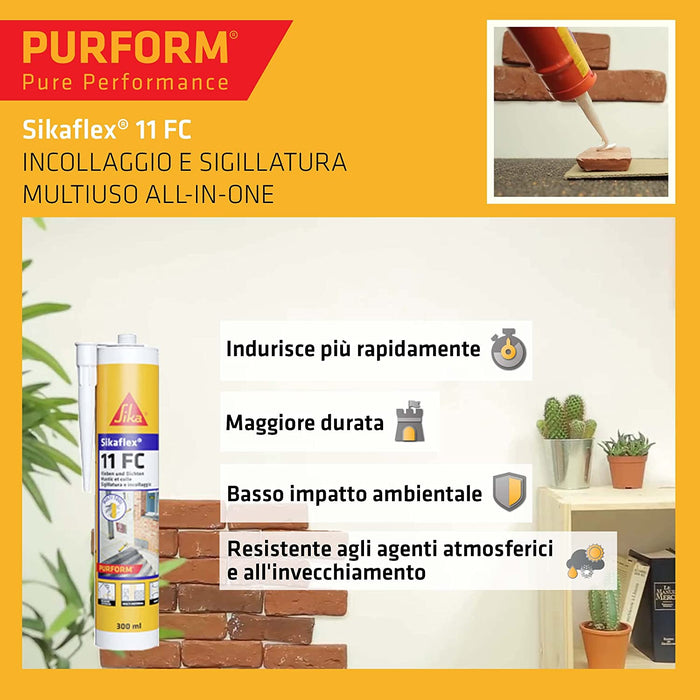 Sika Sikaflex 11 FC Purform Bianco - Adesivo Sigillante Poliuretanico 300 ml - Scatola 12 pz.