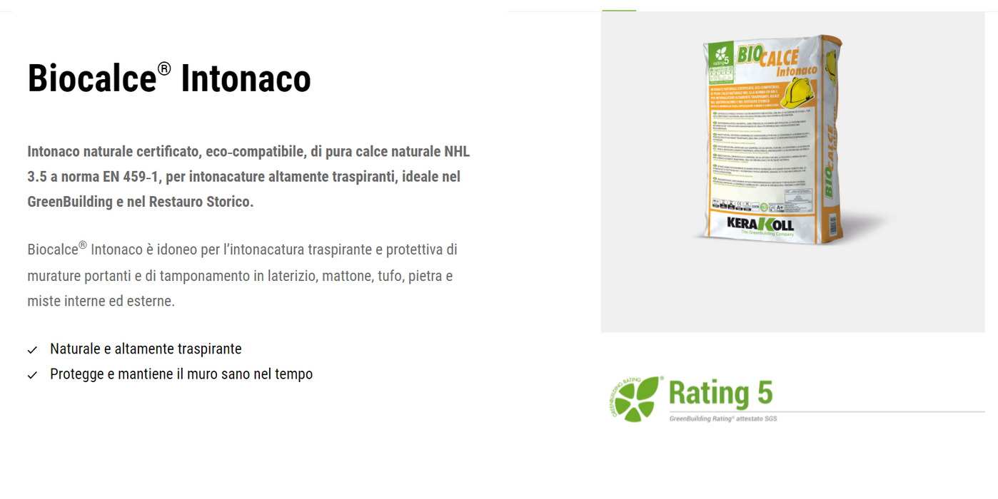 Kerakoll - Biocalce Eco-friendly natural plaster for breathable plastering 25 kg