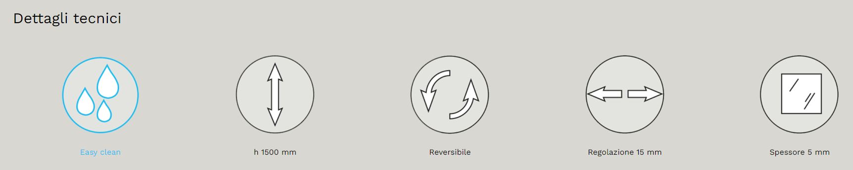 Tamanaco - Sopravasca ad anta mobile cm. 75 x h.150 mod. TSV51 cristallo 5 mm trasparente, finitura Cromo