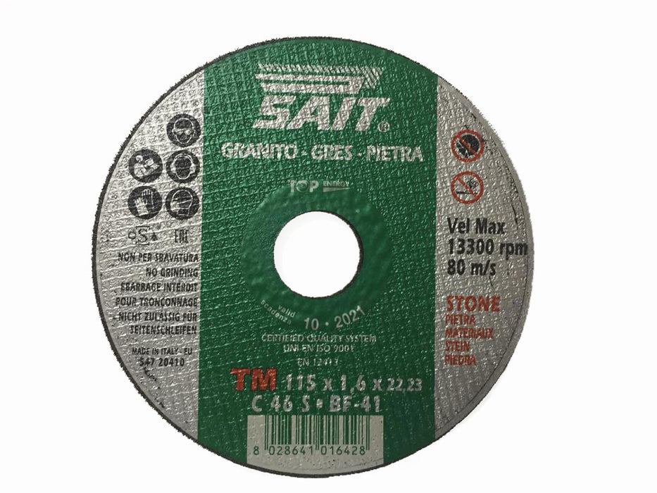 Sait - Disco abrasivo d.115x1,6 per granito, gres e pietra - C46