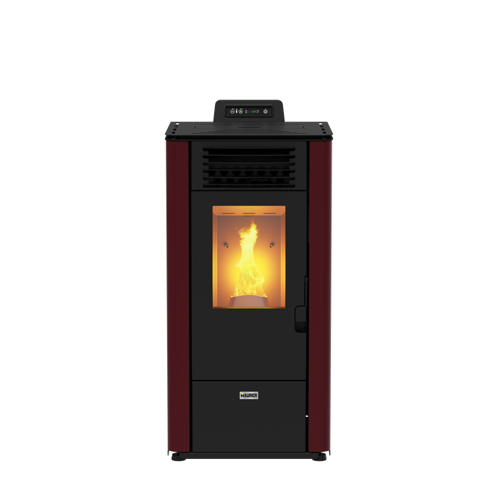 Maurer - Stufa pellet "Modello 10" potenza 8,7 kw/190 mc bianca o bordeaux c/telecomando