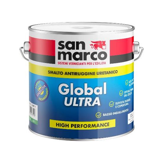 San Marco - Global Ultra GL 25 Satinato Bianco Lt 0,750 – Smalto antiruggine uretanico