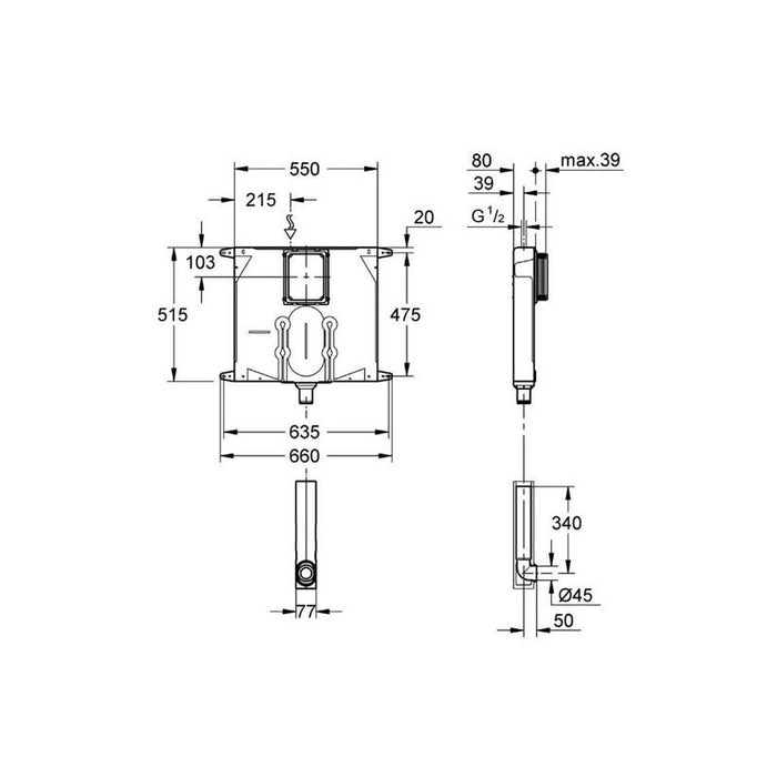 Grohe - Cassetta da incasso AV1 per wc spessore 80 mm