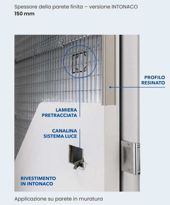 Eclisse - Controtelaio per intonaco FILO MURO Mod. Syntesis LUCE  per porta a scomparsa sp.150