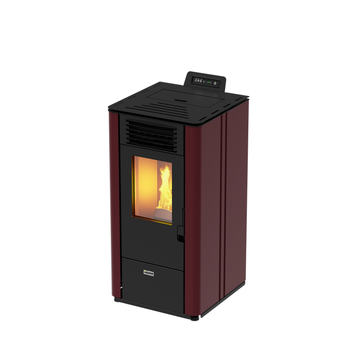 Maurer - Stufa pellet "Modello 10" potenza 8,7 kw/190 mc bianca o bordeaux c/telecomando