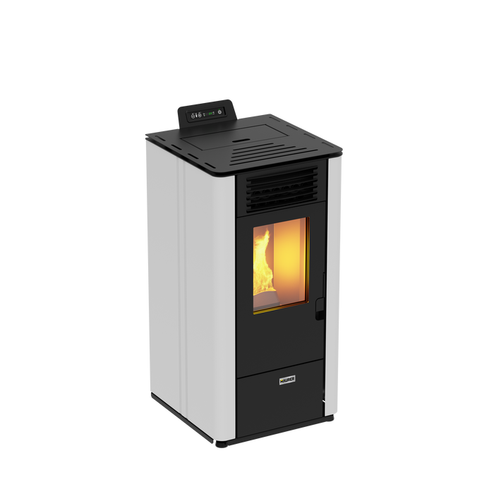 Maurer - Stufa pellet "Modello 12" potenza 9,7 kw/200 mc bianca o bordeaux c/telecomando