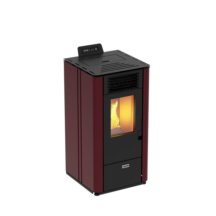 Maurer - Stufa pellet "Modello 8" potenza 6,9 kw/160 mc bianca o bordeaux c/telecomando