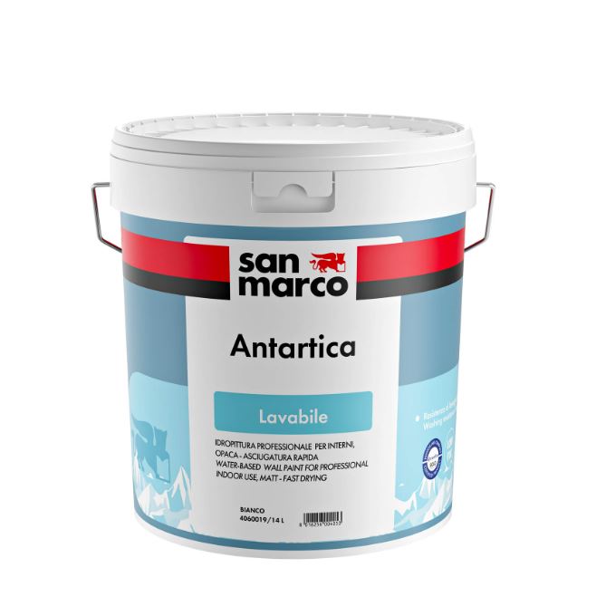 San Marco - Kit pittura lavabile bianca per mq 35 (2 pz Antartica lt.4 + 2 pz Atomo lt.1)