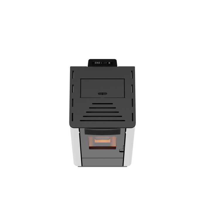 Maurer - Stufa pellet "Modello 10" potenza 8,7 kw/190 mc bianca o bordeaux c/telecomando