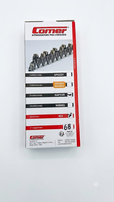 Comer - Catena di ricambio Widia MM passo .404, 68 maglie per elettrosega E21/E23 – Barra 53 cm