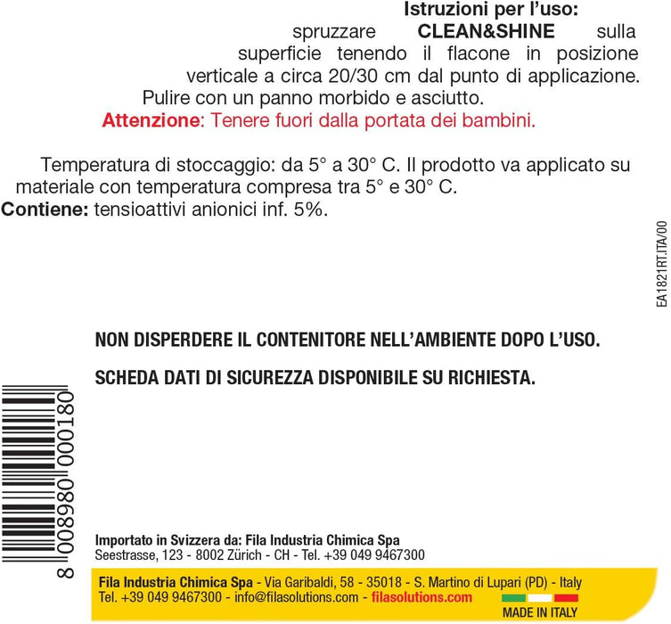 Fila - Clean&shine pulizia splendente per la casa ml. 750