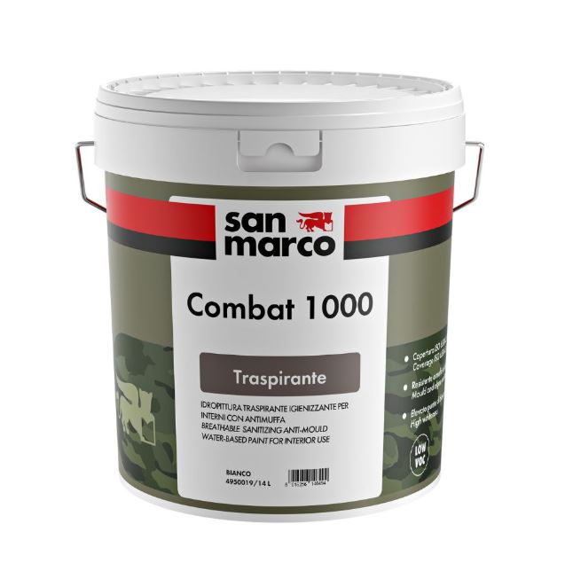 San Marco - Combat 1000 Bianco Idropittura traspirante igienizzante per interni antimuffa