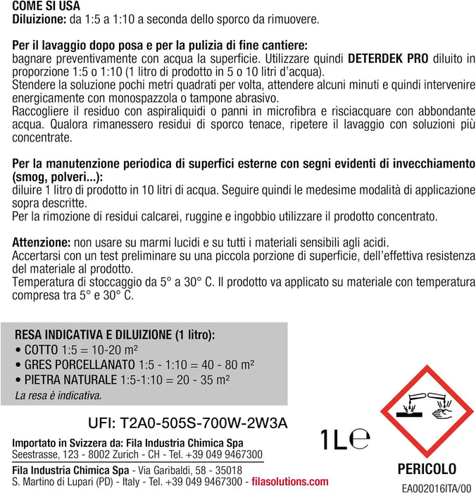Fila - Deterdek Pro detergente per pulizia fine cantiere