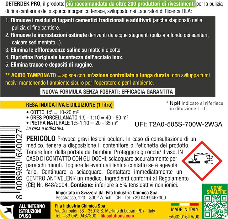 Fila - Deterdek Pro detergente per pulizia fine cantiere