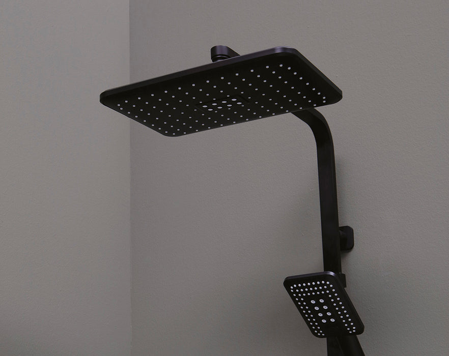 Tamanaco - Colonna doccia Set Rettangolare Black in ottone finitura nero opaco con soffione rettangolare cm. 29x19