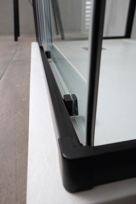 Tamanaco - Box doccia H. 200 con ante scorrevoli reversibile mod. Rapid cristallo 6 mm trasparente, finitura Nero Matt