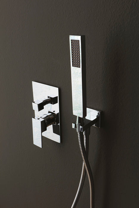Tamanaco - Colonna doccia Set Quadro (completo di incasso doccia) in ottone finitura Cromo con soffione 20x20, 25x25, 30x30