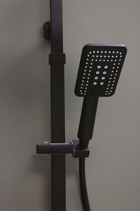 Tamanaco - Colonna doccia Set Rettangolare Black in ottone finitura nero opaco con soffione rettangolare cm. 29x19