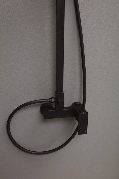 Tamanaco - Colonna doccia Set Rettangolare Black in ottone finitura nero opaco con soffione rettangolare cm. 29x19