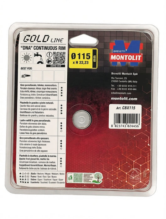 Montolit - Disco diamantato CBX115 115mm per gres porcellanato, klinker e monocottura