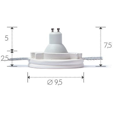 Faretti verniciabili in gesso D. 9.5 cm