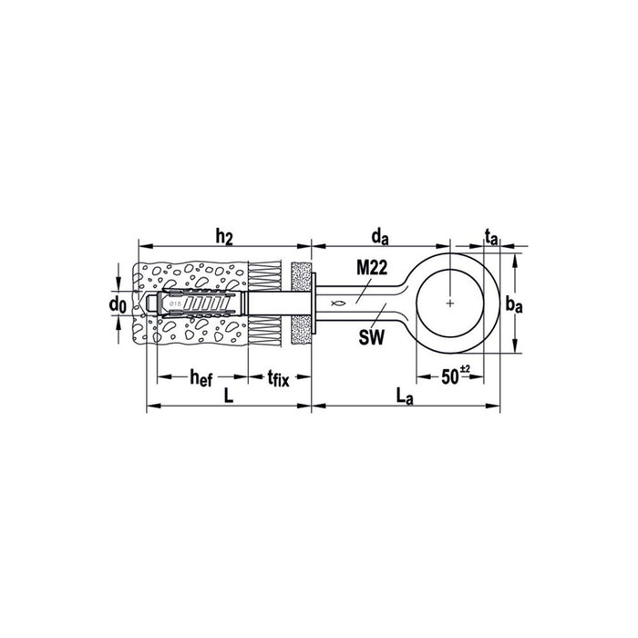 Golfare ancoraggio per impalcatura M12 x 270 mm (scatola da 10 pz)