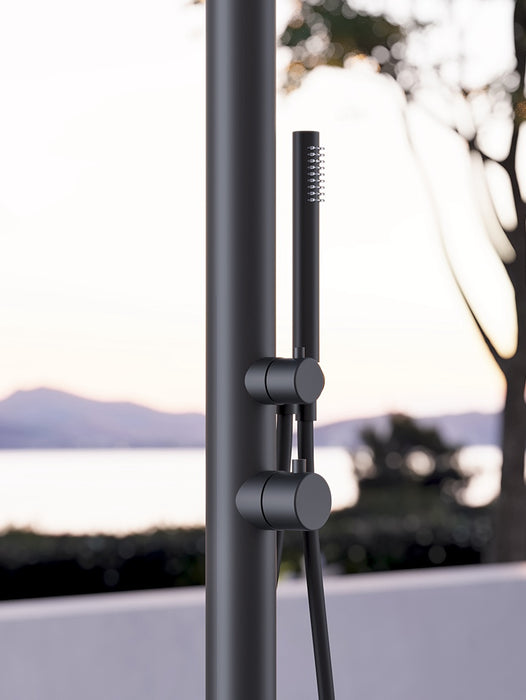 Colonna doccia da esterno in acciaio 316L Nero Matt mod. Neriva