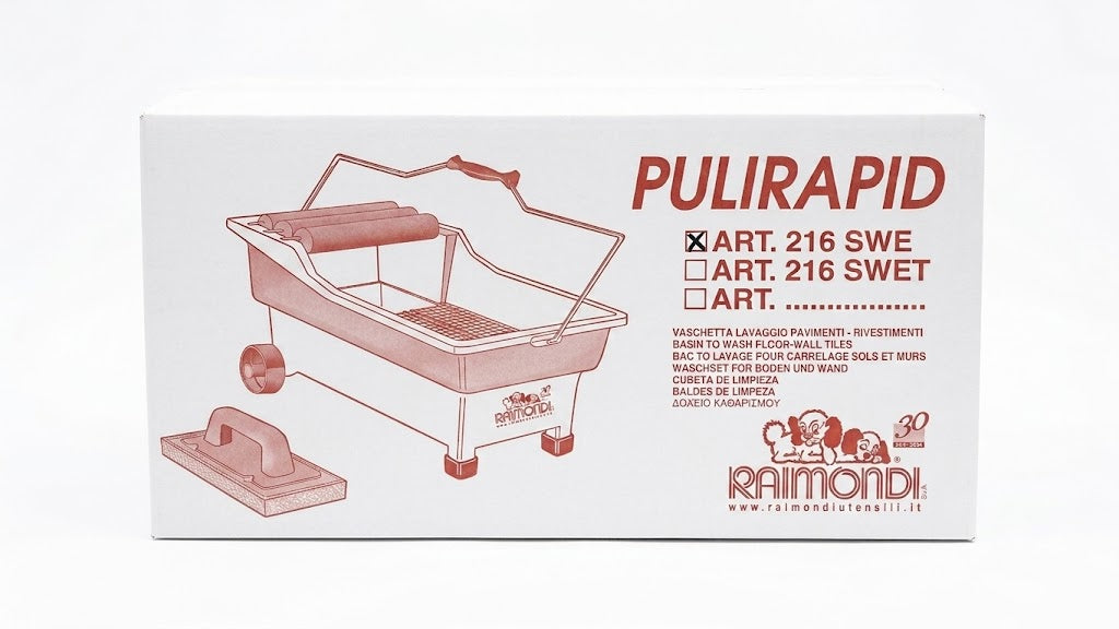 Raimondi Vaschetta Lavaggio Pulirapid 20L con Frattazzo Spugna Sweepex