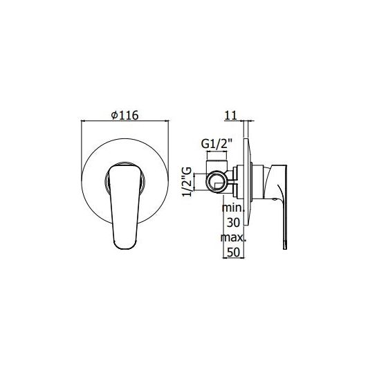 Paffoni - Built-in shower mixer with one outlet Green GR010 CR