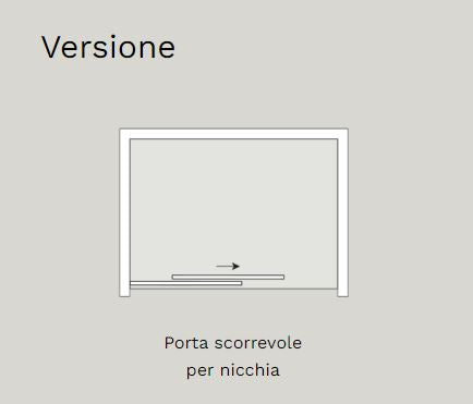 Tamanaco - Nicchia doccia H. 200 con ante scorrevoli reversibile mod. PSCQUICK cristallo 6 mm trasparente, finitura Cromo