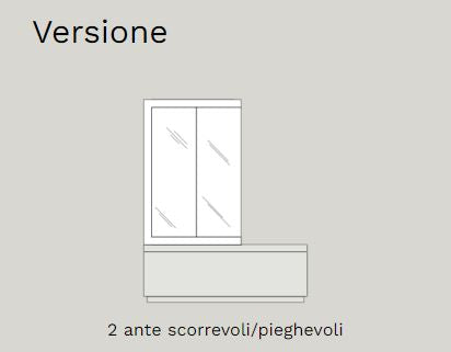 Tamanaco - Sopravasca a 2 ante pieghevoli/scorrevoli cm. 113,6 x h.150 mod. TSV53 cristallo 6 mm trasparente, finitura Cromo