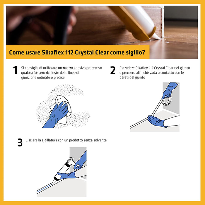 Sika - Sikaflex-112 Crystal Clear Adesivo e sigillante trasparente cristallino 290ml