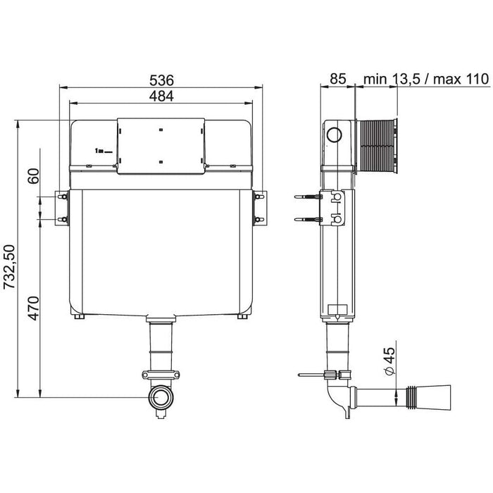 Schwab - Built-in cistern for floor-mounted toilet - UP 199