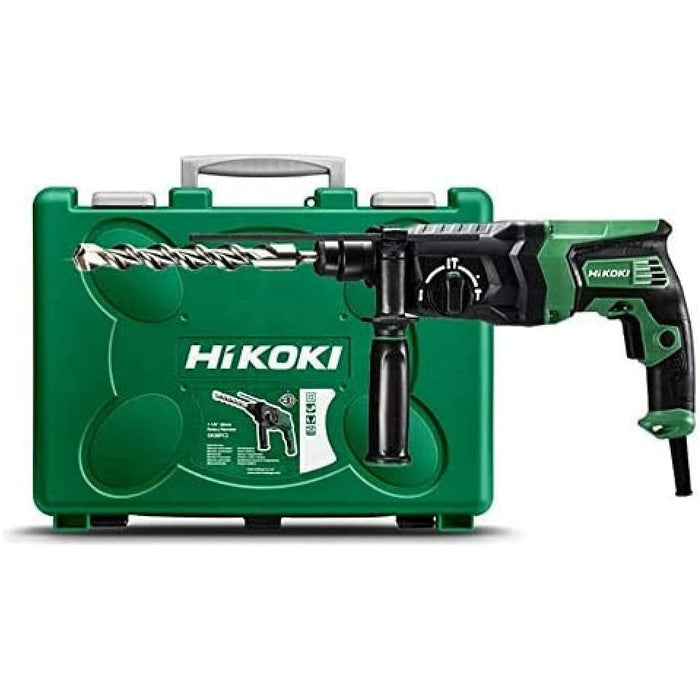 HIKOKI DH26PC2WSZ - Martillo ligero combinado SDS-Plus 3 posiciones 830W 2.9J 1100 rpm 4300 imp hasta 26 mm hormigón con maletín DH26PC2Z - Martelli demolitori