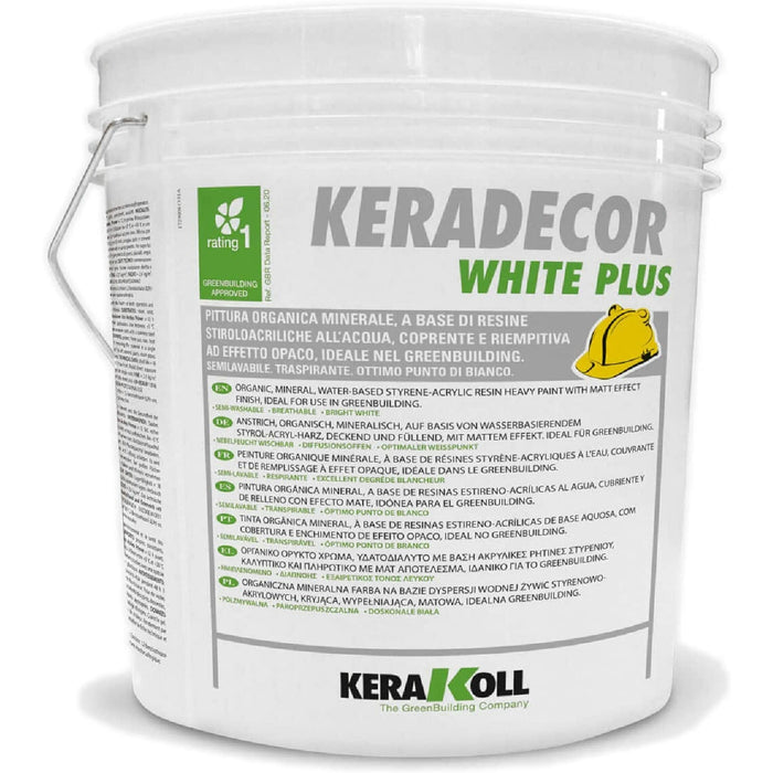KERADECOR ECO WHITE PLUS LT.14 BIANCO PITTURA SEMILAVABILE TRASPIRANTE - Pitture traspiranti
