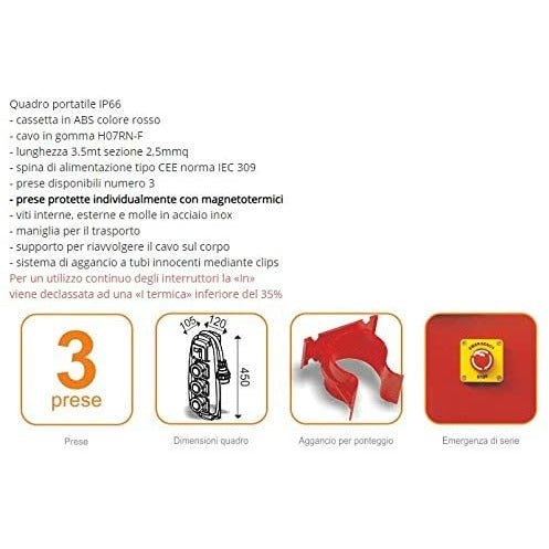 QUADRO PORTATILE CON UNICO INTERRUTTORE E 3 PRESE - Quadro portatile