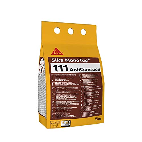 Sika - Sika Monotop 111 Anticorrosion, Malta per la protezione anticorrosiva delle armature e ponte adesivo, Grigia Verde, 2kg - Malti strutturali da ripristino